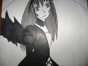 Rating: Safe Score: 0 Tags: 1girl closed_mouth dress greyscale image long_hair looking_at_viewer monochrome red_eyes smile solo spot_color suigintou traditional_media upper_body User: admin