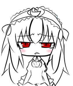 Rating: Safe Score: 0 Tags: 1girl bangs blush chibi closed_mouth dress eyebrows_visible_through_hair frilled_hairband frills hairband image long_hair looking_at_viewer monochrome pout red_eyes simple_background solo suigintou v-shaped_eyebrows white_background User: admin