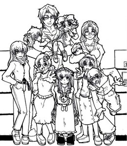 Rating: Safe Score: 0 Tags: 1boy 6+girls dress everyone greyscale hand_on_hip hina_ichigo image long_hair long_sleeves looking_at_viewer monochrome multiple multiple_boys multiple_girls open_mouth pants shoes short_hair siblings smile standing tagme User: admin