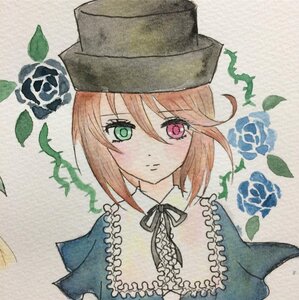 Rating: Safe Score: 0 Tags: 1girl black_headwear blue_flower brown_hair flower green_eyes hat heterochromia image leaf looking_at_viewer plant red_eyes ribbon rose short_hair solo souseiseki suiseiseki traditional_media watercolor_(medium) User: admin