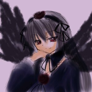 Rating: Safe Score: 0 Tags: 1girl detached_collar dress gothic_lolita image long_hair long_sleeves looking_at_viewer red_eyes smile solo suigintou upper_body User: admin