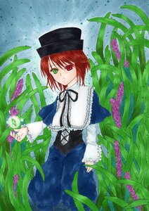 Rating: Safe Score: 0 Tags: 1girl dress flower green_eyes hat heterochromia image long_sleeves looking_at_viewer pants plant red_eyes short_hair solo souseiseki standing vines User: admin