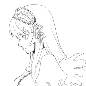 Rating: Safe Score: 0 Tags: 1girl closed_mouth dress eyebrows_visible_through_hair frills greyscale hairband image long_hair monochrome profile simple_background solo suigintou upper_body white_background wings User: admin