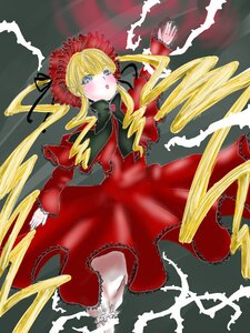 Rating: Safe Score: 0 Tags: 1girl blonde_hair blue_eyes bonnet bow dress drill_hair image long_hair long_sleeves red_dress shinku solo twintails very_long_hair User: admin