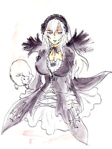 Rating: Safe Score: 0 Tags: 1girl black_wings breasts cleavage dress frills hairband image large_breasts long_hair long_sleeves looking_at_viewer solo suigintou wings User: admin