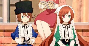 Rating: Safe Score: 0 Tags: brown_hair dress green_dress green_eyes hat head_scarf heterochromia holding image long_hair long_sleeves multiple_girls pair red_eyes ribbon short_hair siblings sisters souseiseki suiseiseki twins watering_can User: admin