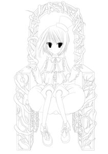 Rating: Safe Score: 0 Tags: 1girl bangs bow bowtie dress frills full_body greyscale hat image long_sleeves looking_at_viewer monochrome shoes short_hair sitting solo souseiseki top_hat User: admin