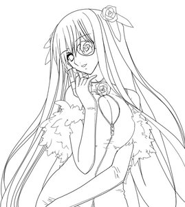 Rating: Safe Score: 0 Tags: 1girl barasuishou bare_shoulders breasts dress elbow_gloves flower fur_trim glasses gloves greyscale hair_ornament image large_breasts lineart long_hair looking_at_viewer monochrome rose solo very_long_hair User: admin