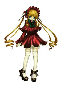 Rating: Safe Score: 0 Tags: 1girl blonde_hair blue_eyes bonnet bow bowtie dress drill_hair full_body green_bow image long_hair long_sleeves looking_at_viewer red_dress rose shinku shoes simple_background solo standing twin_drills twintails very_long_hair white_background white_legwear User: admin