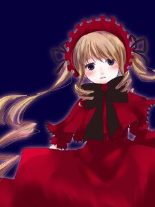 Rating: Safe Score: 0 Tags: 1girl blonde_hair blue_eyes blush bonnet bow bowtie dress drill_hair flower image long_hair long_sleeves looking_at_viewer red_dress rose shinku simple_background solo twin_drills twintails User: admin