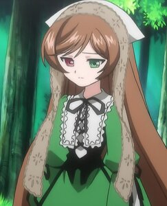 Rating: Safe Score: 0 Tags: 1girl black_ribbon brown_hair dress forest frills green_dress green_eyes heterochromia image long_hair long_sleeves nature outdoors red_eyes ribbon solo suiseiseki tree very_long_hair User: admin