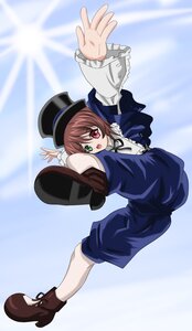 Rating: Safe Score: 0 Tags: 1girl brown_hair dress full_body green_eyes hat heterochromia image long_sleeves open_mouth red_eyes short_hair smile solo souseiseki top_hat User: admin