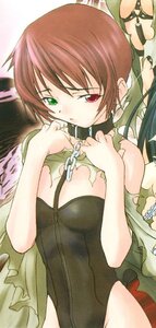 Rating: Safe Score: 0 Tags: bare_shoulders chain collar green_eyes groin heterochromia image leotard long_hair looking_at_viewer multiple_girls red_eyes short_hair solo souseiseki standing torn_clothes wings User: admin
