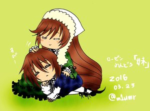 Rating: Safe Score: 0 Tags: 2girls blush brown_hair closed_eyes dress frills green_background image long_hair long_sleeves m1umr multiple_girls pair short_hair siblings simple_background sisters souseiseki suiseiseki tears twins very_long_hair User: admin