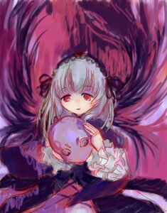 Rating: Safe Score: 0 Tags: 1girl black_wings dress frilled_sleeves frills hairband image long_hair long_sleeves looking_at_viewer red_eyes rose silver_hair smile solo suigintou very_long_hair wings User: admin