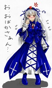 Rating: Safe Score: 0 Tags: 1girl blue_dress blush dress flower frills full_body hairband image long_hair long_sleeves red_eyes rose silver_hair solo standing suigintou wings User: admin