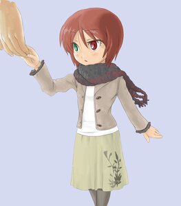 Rating: Safe Score: 0 Tags: 1girl blush green_eyes hands heterochromia holding_hands image long_sleeves out_of_frame pantyhose red_eyes red_hair scarf short_hair simple_background skirt solo solo_focus souseiseki striped User: admin