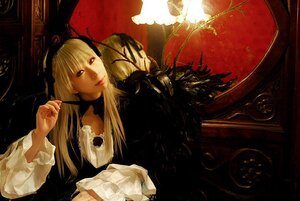 Rating: Safe Score: 0 Tags: 1girl blonde_hair dress flower frills lips long_hair long_sleeves pipe red_eyes rose solo suigintou User: admin