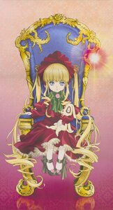 Rating: Safe Score: 0 Tags: 1girl blonde_hair blue_eyes bonnet bow bowtie dress drill_hair flower full_body green_bow image long_hair long_sleeves looking_at_viewer red_dress shinku shoes sitting solo twintails very_long_hair User: admin