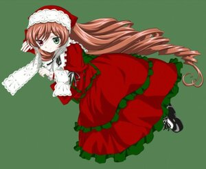 Rating: Safe Score: 0 Tags: 1girl brown_hair dress drill_hair frills full_body green_background green_eyes hat heterochromia image long_hair long_sleeves looking_at_viewer red_dress red_eyes shoes simple_background solo suiseiseki twin_drills very_long_hair white_legwear User: admin