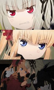 Rating: Safe Score: 0 Tags: 2girls anger_vein angry blonde_hair blue_eyes clenched_teeth cross hat image long_hair multiple_girls pair ribbon shinku suigintou teeth twintails User: admin