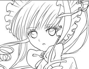 Rating: Safe Score: 0 Tags: 1girl eyebrows_visible_through_hair greyscale hat image lineart looking_at_viewer monochrome ribbon shinku simple_background solo white_background User: admin