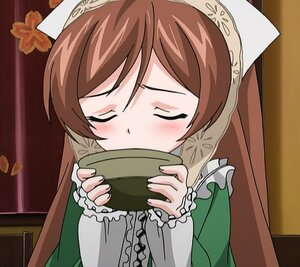 Rating: Safe Score: 0 Tags: 1girl blush brown_hair closed_eyes cup frills hairband holding image indoors long_sleeves short_hair solo suiseiseki swept_bangs table User: admin