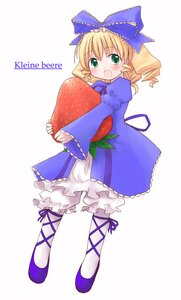 Rating: Safe Score: 0 Tags: 1girl :d apple blonde_hair bloomers blush bow curly_hair dress drill_hair food frills fruit full_body german_text green_eyes hair_bow hina_ichigo hinaichigo holding holding_food holding_fruit image long_sleeves looking_at_viewer mizumoto_tadashi object_namesake open_mouth oversized_food oversized_object pantyhose pink_bow ribbon rozen_maiden shoes short_hair simple_background smile solo strawberry twin_drills white_background User: admin