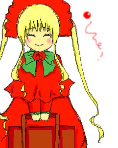 Rating: Safe Score: 0 Tags: 1girl blonde_hair blush bonnet bow bowtie closed_eyes cup dress flower green_bow image long_hair long_sleeves red_dress rose shinku sidelocks simple_background solo table twintails white_background User: admin