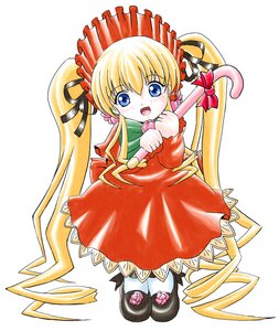 Rating: Safe Score: 0 Tags: 1girl blonde_hair blue_eyes blush bonnet bow dress drill_hair full_body image long_hair long_sleeves open_mouth red_dress ribbon shinku smile solo striped twintails very_long_hair User: admin