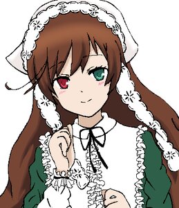 Rating: Safe Score: 0 Tags: 1girl black_ribbon blush brown_hair closed_mouth dress frills green_dress green_eyes head_scarf heterochromia image long_hair long_sleeves looking_at_viewer red_eyes ribbon simple_background smile solo suiseiseki upper_body white_background User: admin