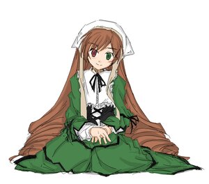 Rating: Safe Score: 0 Tags: 1girl brown_hair dress full_body green_dress green_eyes head_scarf heterochromia image long_hair long_sleeves looking_at_viewer red_eyes simple_background sitting smile solo suiseiseki very_long_hair white_background User: admin