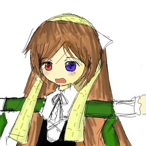 Rating: Safe Score: 0 Tags: 1girl bangs blue_eyes blush brown_hair dress green_dress heterochromia image long_hair long_sleeves open_mouth red_eyes ribbon simple_background sketch solo suiseiseki white_background User: admin