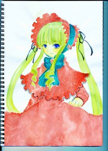 Rating: Safe Score: 0 Tags: 1girl blonde_hair blue_eyes bonnet bow bowtie dress drill_hair frills image long_hair long_sleeves looking_at_viewer red_dress shinku solo User: admin