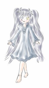 Rating: Safe Score: 0 Tags: 1girl :d anklet barefoot blush dress full_body hair_ornament image kirakishou long_hair long_sleeves looking_at_viewer open_mouth simple_background smile solo standing striped very_long_hair white_background white_dress yellow_eyes User: admin