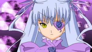 Rating: Safe Score: 0 Tags: 1girl bangs barasuishou dress expressionless eyepatch frills hair_ribbon image long_hair long_sleeves looking_at_viewer purple_flower purple_theme ribbon silver_hair solo upper_body very_long_hair yellow_eyes User: admin