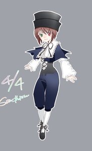 Rating: Safe Score: 0 Tags: 1girl brown_hair frills full_body green_eyes grey_background hat heterochromia image long_sleeves looking_at_viewer pants red_eyes short_hair simple_background smile solo souseiseki standing top_hat User: admin