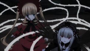 Rating: Safe Score: 0 Tags: 2girls blonde_hair blue_eyes bow dress hairband image long_hair long_sleeves looking_at_viewer multiple_girls pair red_eyes rose shinku silver_hair suigintou twintails wings User: admin