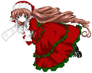 Rating: Safe Score: 0 Tags: 1girl alternate_color bow brown_hair dress drill_hair frills full_body green_eyes heterochromia image imageboard_desourced long_hair long_sleeves looking_at_viewer non-web_source red_eyes rozen_maiden shoes simple_background smile solo suiseiseki very_long_hair white_background User: admin