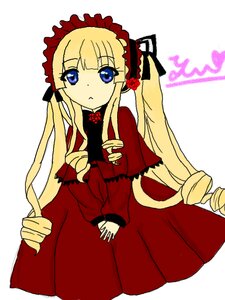 Rating: Safe Score: 0 Tags: 1girl blonde_hair blue_eyes bonnet bow dress drill_hair flower image long_hair long_sleeves looking_at_viewer red_dress rose shinku sidelocks simple_background solo twin_drills twintails very_long_hair white_background User: admin