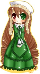 Rating: Safe Score: 0 Tags: 1girl blush brown_hair dress drill_hair frills full_body green_dress green_eyes hat head_scarf heterochromia image long_hair long_sleeves looking_at_viewer red_eyes simple_background solo standing suiseiseki twin_drills very_long_hair white_background User: admin