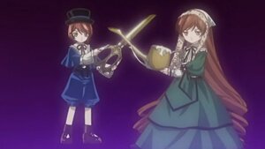 Rating: Safe Score: 0 Tags: 1boy blue_dress brown_hair dress green_dress green_eyes hat image long_hair long_sleeves pair ribbon short_hair siblings sisters souseiseki standing suiseiseki top_hat twins very_long_hair watering_can User: admin