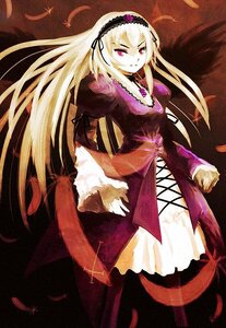 Rating: Safe Score: 0 Tags: 1girl blonde_hair dress feathers flower frills hairband image jewelry lolita_hairband long_hair long_sleeves looking_at_viewer red_eyes rose smile solo suigintou very_long_hair wings User: admin