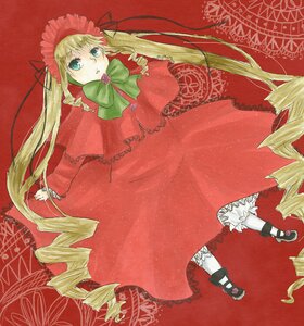 Rating: Safe Score: 0 Tags: 1girl blonde_hair blue_eyes bonnet bow bowtie capelet dress drill_hair flower full_body green_bow green_neckwear image long_hair long_sleeves looking_at_viewer red_capelet red_dress shinku shoes solo standing twin_drills twintails very_long_hair User: admin