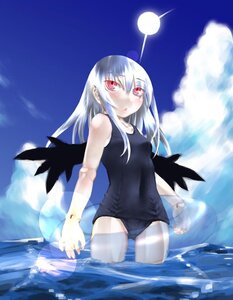 Rating: Safe Score: 0 Tags: 1girl black_swimsuit blush cloud day doll_joints full_moon highres image innertube joints kakashichi long_hair looking_at_viewer moon one-piece_swimsuit outdoors pink_eyes red_eyes rozen_maiden school_swimsuit silver_hair sky solo standing suigintou sun swimsuit wading water wings User: admin