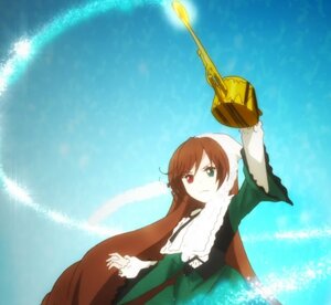 Rating: Safe Score: 0 Tags: 1girl brown_hair dress frills green_dress green_eyes heterochromia image long_hair long_sleeves outdoors red_eyes solo standing suiseiseki very_long_hair watering_can User: admin