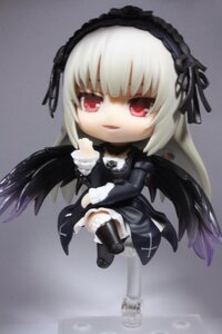 Rating: Safe Score: 0 Tags: 1girl black_wings chibi doll dress frills hairband juliet_sleeves long_hair long_sleeves looking_at_viewer red_eyes ribbon rose solo suigintou wings User: admin