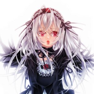 Rating: Safe Score: 0 Tags: 1girl bangs black_dress black_ribbon dress flower frills gothic_lolita hairband image lolita_fashion long_hair long_sleeves looking_at_viewer red_eyes ribbon rose silver_hair solo suigintou upper_body very_long_hair white_background User: admin