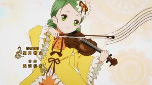 Rating: Safe Score: 0 Tags: 1girl bow_(instrument) dress eighth_note frilled_sleeves green_eyes green_hair hair_ornament holding_instrument image instrument kanaria long_sleeves music musical_note playing_instrument quarter_note ribbon solo violin wide_sleeves yellow_dress User: admin