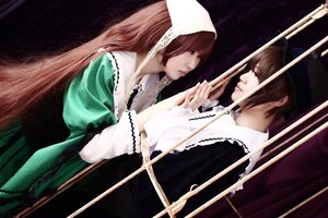 Rating: Safe Score: 0 Tags: 2girls brown_hair different_reflection dress eye_contact head_scarf long_hair long_sleeves looking_at_another multiple_cosplay multiple_girls profile sisters suiseiseki tagme twins very_long_hair User: admin